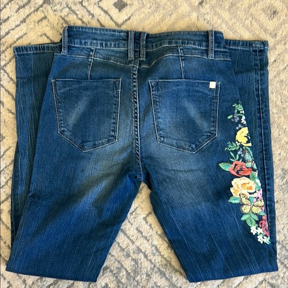 Bebe Women's Blue Jeans with Floral Embroidery - Picture 6 of 9
